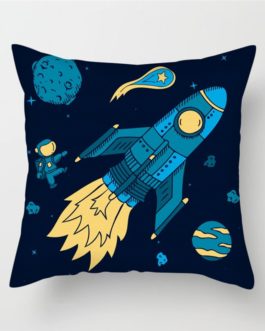 Cartoon Spacecraft Cushion Cover
