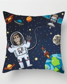 Cartoon Spacecraft Cushion Cover