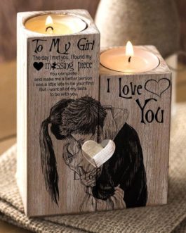 Heart-shaped Wooden Couple Candle Holder
