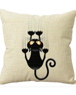 Cute Cartoon Cat Print Cushion Cover