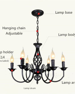 Retro Industrial Chandelier Wrought Iron Lamp