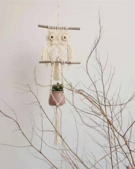 Vintage Decor Owl Net Macrame Plant Hanger