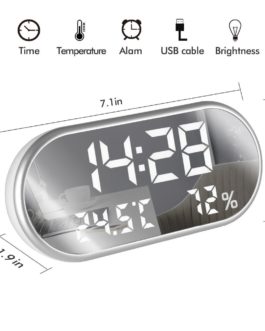 Digital Alarm Clock Portable Mirror HD LED Display