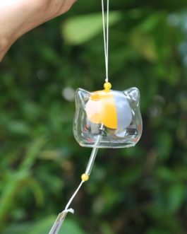 Glass Cat Pattern Wind Chime