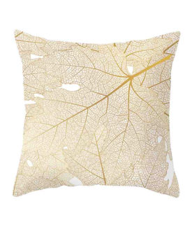Gold Leave Print Cushion Cover