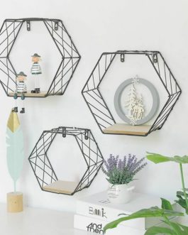 Iron Hexagonal Grid Wall Shelf