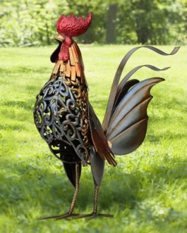 Metal Figurine Rooster Sculpture