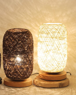 Wood Rattan Twine Ball Lights Table Lamp